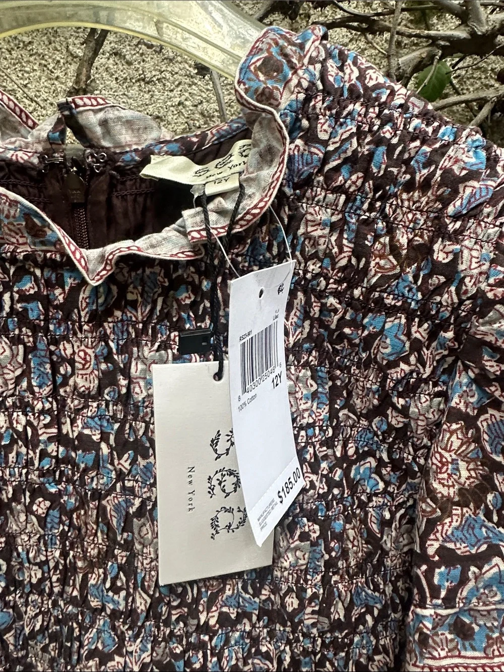 SEA Amaki Border Print Smocked Dress